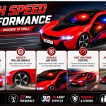 GiggleBoxx Fast Modern Car RC Remote Control Toy Car with 3D Lights, 1:20 Scale High-Speed Racing Car for Kids