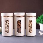 Premium Quality Tea, Coffee & Sugar Storage Container Set of 3/ 950ml Each | Airtight Kitchen Canister Set | Rust-Free, Moisture-Proof Jars (3, CREAM)