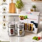 Carrymate Salt & pepper sprinkler set with glass body & stainless steel lid(2 piece) Sugar Sprinkler Shaker