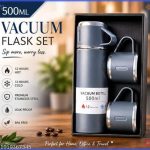 JMAX Stainless Steel Vacuum Insulated Bottle with 3 Cups, 500ml Hot & Cold Flask, Double Wall Leakproof Water Bottle, Portable Travel Mug Set for Office, Camping, Hiking & Outdoor Use (Grey)
75%
off