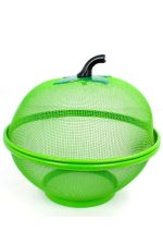 Apple Shaped Fruit Basket with Mesh Lid, Green

Metal Mesh, Removable Lid