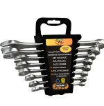 CTM 8-Piece Combination Spanner Set | Chrome Vanadium Steel Wrench Set | Open & Ring End Metric Spanners 8-19mm