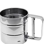 Stainless Steel Flour Sifter with Fine Mesh Atta Sieve - Hand Press Baking Sifter with Comfortable Double Handle for Flour, Sugar, Cocoa and Baking Powder for Kitchen Baking Tools