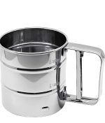 Stainless Steel Flour Sifter with Fine Mesh Atta Sieve - Hand Press Baking Sifter with Comfortable Double Handle for Flour, Sugar, Cocoa and Baking Powder for Kitchen Baking Tools