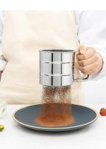 Stainless Steel Flour Sifter with Fine Mesh Atta Sieve - Hand Press Baking Sifter with Comfortable Double Handle for Flour, Sugar, Cocoa and Baking Powder for Kitchen Baking Tools - Image 2