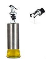 Stainless Steel Olive Oil Dispenser Bottle, Glass Cooking Oil & Vinegar Cruet for Kitchen & BBQ Seasoning Glass Oil Bottle, Oil Can, Leakproof Bottle 300ml (Set of 1)