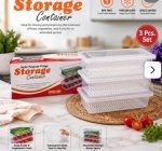Multi-Purpose Fridge Storage Container Set (3 Pcs) Transparent - Image 2
