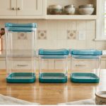 Transparent Plastic Food Storage Containers With Green Lids - Image 2
