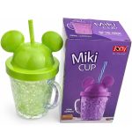 Creations Plastic Mug Bottle Jelly Sipper Gel Feezer Sipper Icecream Cup with Straw for Cold Beverages Water and Drinks Green Color