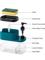 3-in-1 Dish Soap Liquid Dispenser, Pump Dispenser, Sponge Holder, Hand Wash Pump Dispenser, One-Hand Pump Design, Kitchen Sink, Countertop, Bathroom, Multi-Color - Image 2