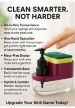 3-in-1 Dish Soap Liquid Dispenser, Pump Dispenser, Sponge Holder, Hand Wash Pump Dispenser, One-Hand Pump Design, Kitchen Sink, Countertop, Bathroom, Multi-Color - Image 4