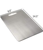 Stainless Steel Food-Grade Chopping Cutting Slicing mincing Serving Cut Board for Fruits Vegetables Meat Cheese Pizza breads Knead Dough for Chefs Kitchen Home Antibacterial Surface - Image 3