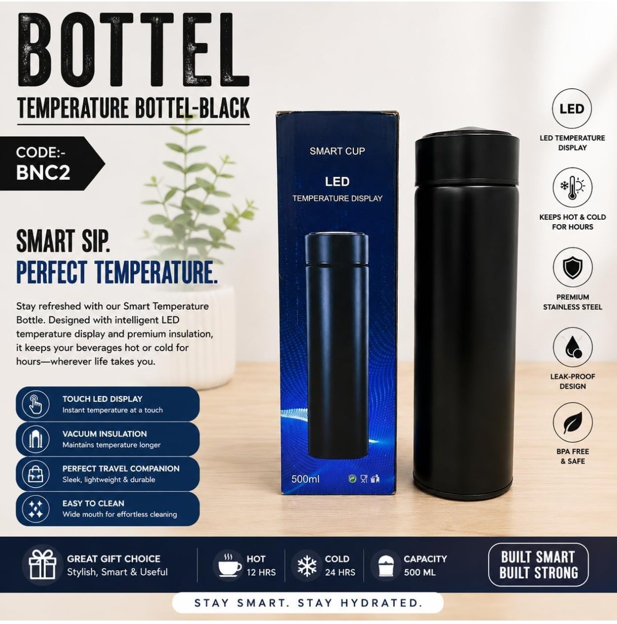 2026/09/82303.jpg Smart LED Temperature Display Vacuum Insulated Stainless Steel Water Bottle - Image 1